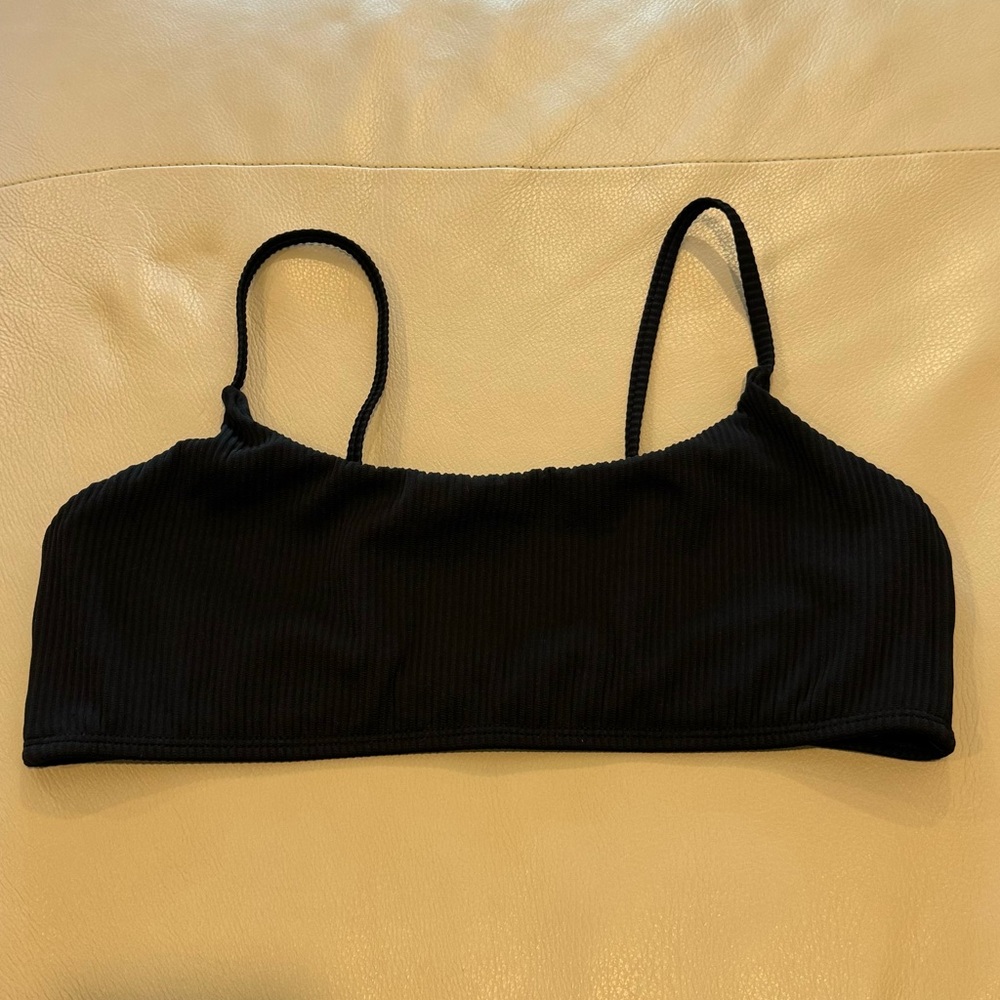 Topshop Ribbed Bikini Top, Black